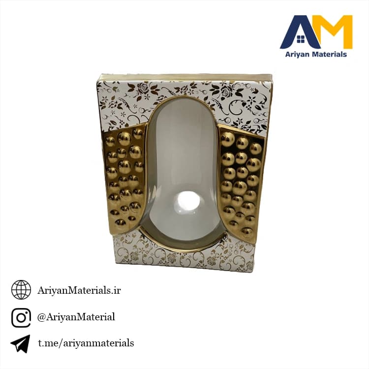توالت زمینی لوکس سفید طلایی طرح 10