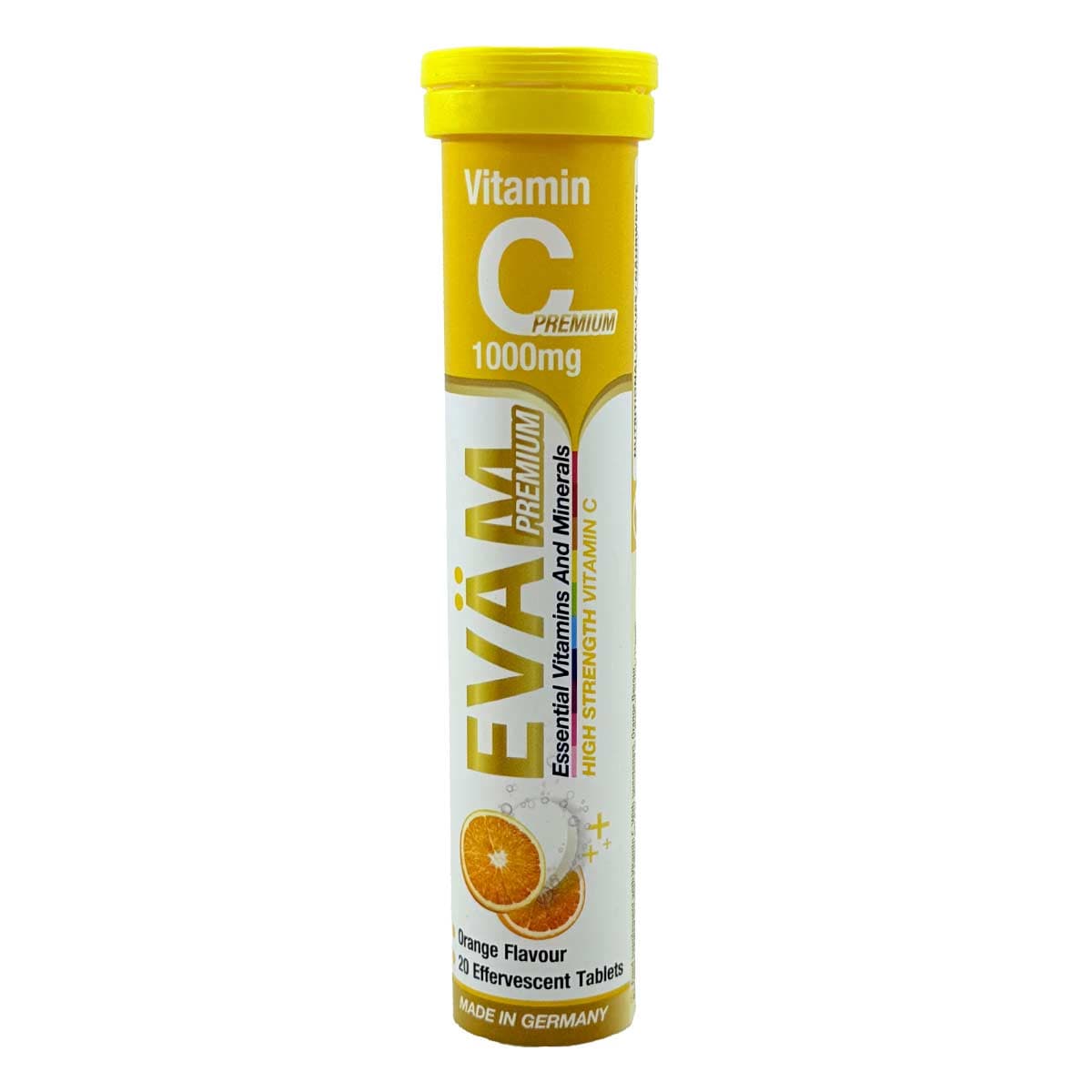 قرص جوشان ویتامین C مدل 1000mg با طعم پرتقال ایوام آلمان 20 عددی