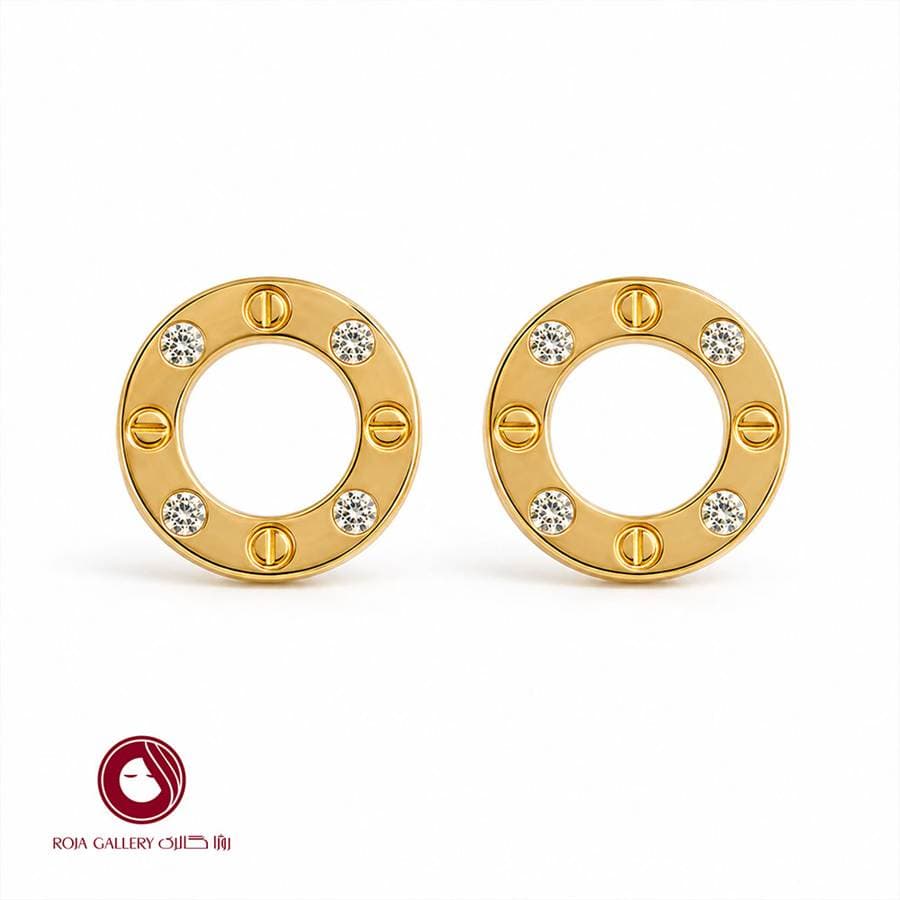 گوشواره میخی طرح کارتیه پیچ (لاو) – کد E-73030