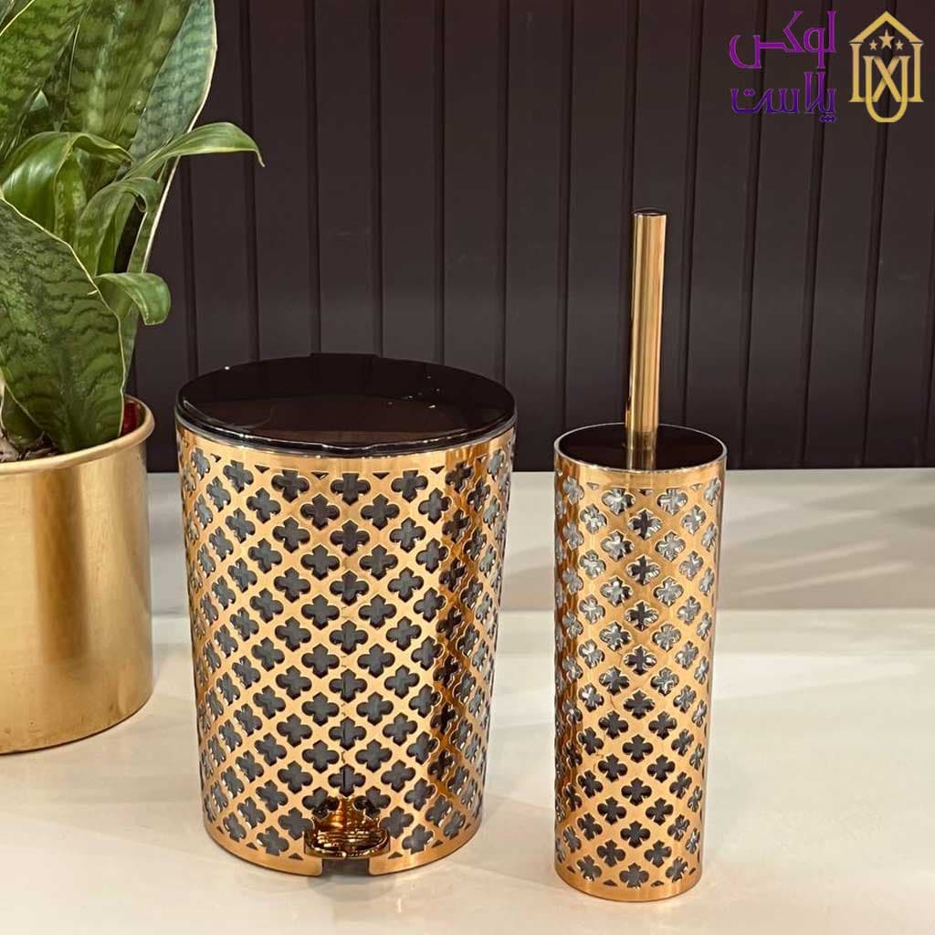 سطل و فرچه طرح گل طلایی لیمون کد 1820