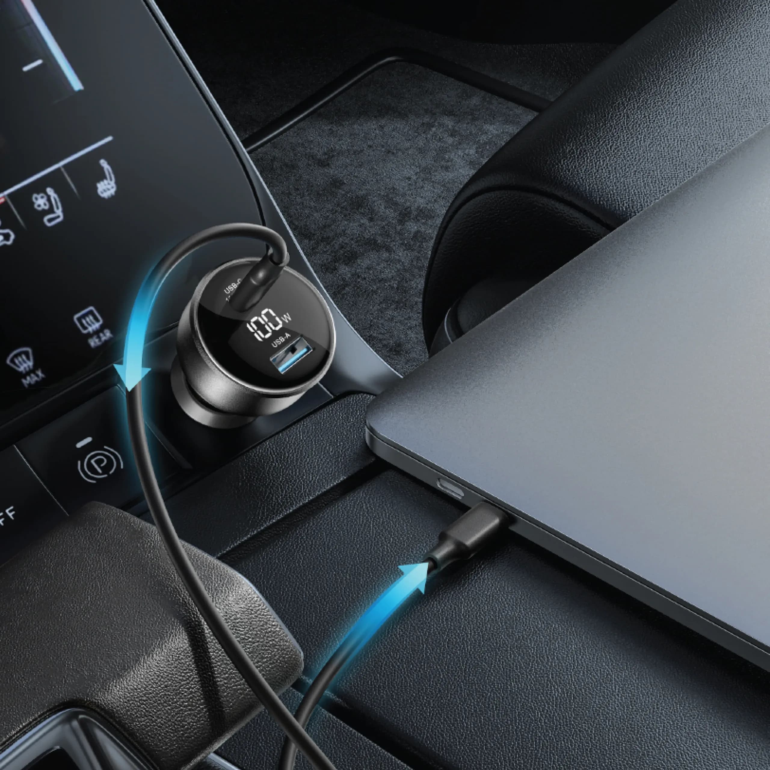 شارژر فندکی دو پورت DRIVE VOLT مدل 100W گرین لاین — تصویر ۳