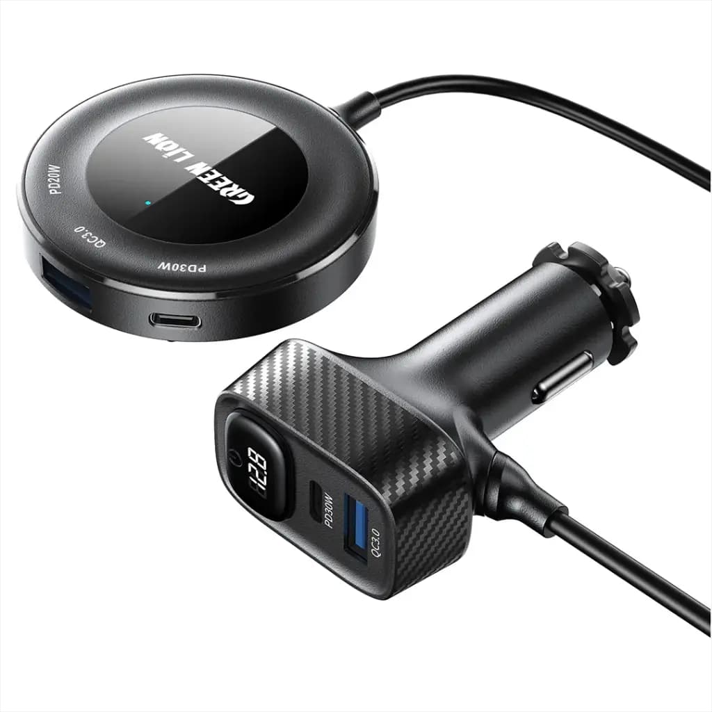 شارژر فندکی ۵ پورت 5 IN1 MULTIPORT Car Charger Kit مدل PD 30W گرین لاین — تصویر ۳