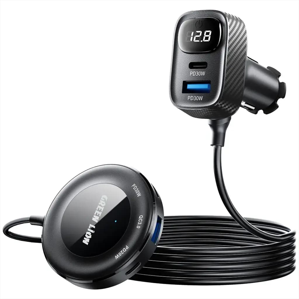 شارژر فندکی ۵ پورت 5 IN1 MULTIPORT Car Charger Kit مدل PD 30W گرین لاین — تصویر ۲