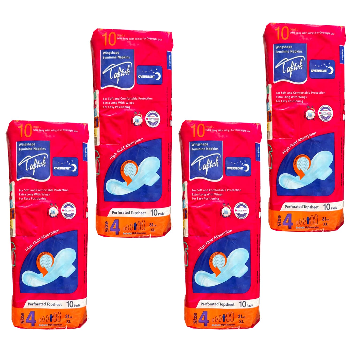 نوار بهداشتی بالدار ضخیم شب تافته مدل T10 سایز بزرگ چهار بسته 10 عددی