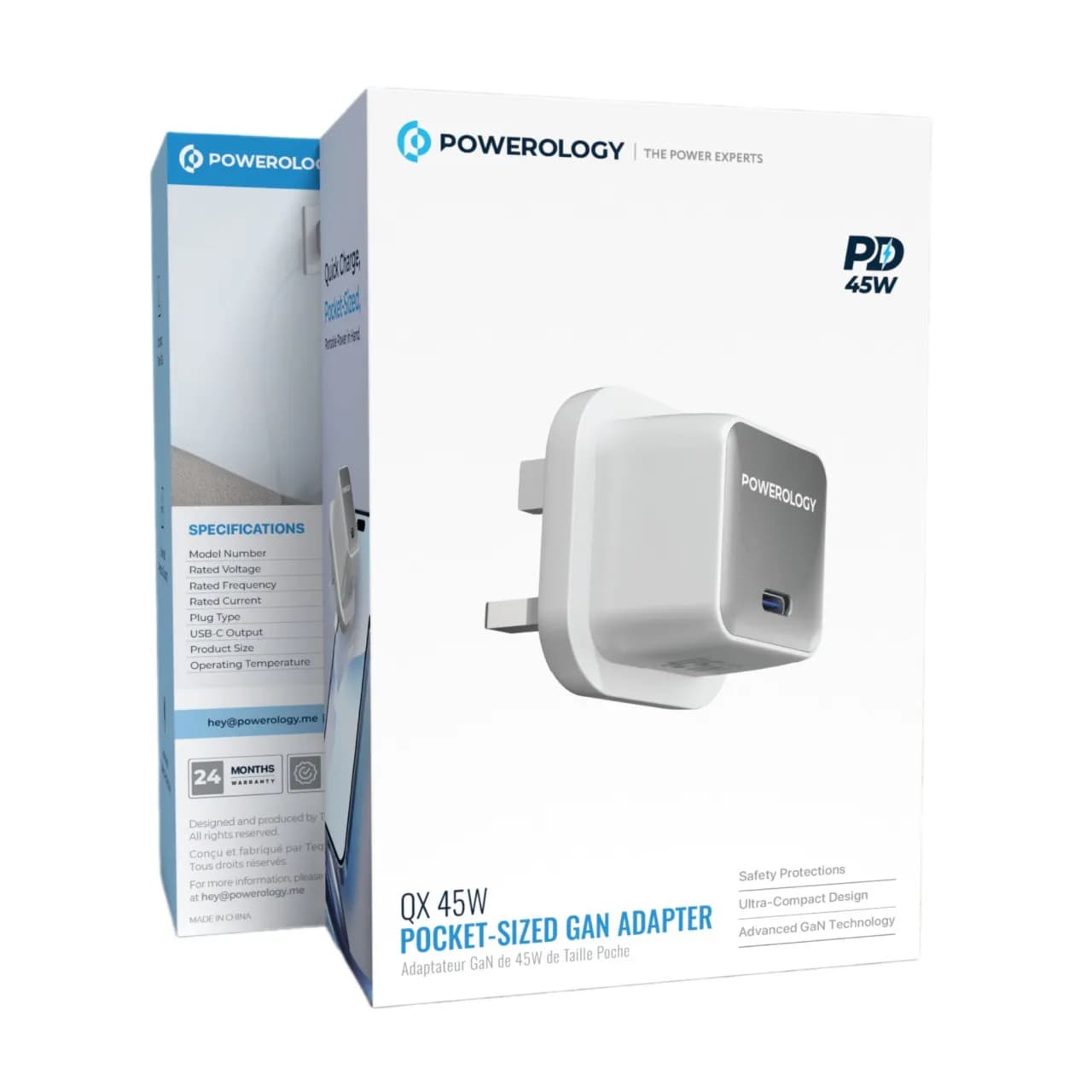 شارژر دیواری دیواری پاورولوژی مدل 45W Pocket-Sized GaN Adapter پاورولوژی — تصویر ۶