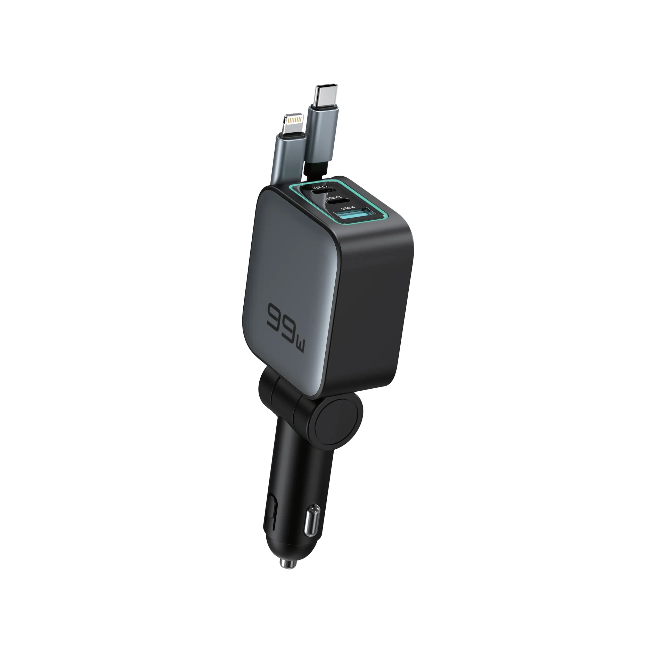 شارژر فندکی سیم جمع شو مدل Retractable 99W گرین لاین