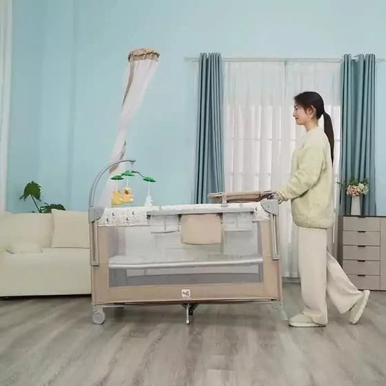 تخت و پارک کول بیبی طرح ماه و ستاره مدل Coolbaby 916202 — تصویر ۶