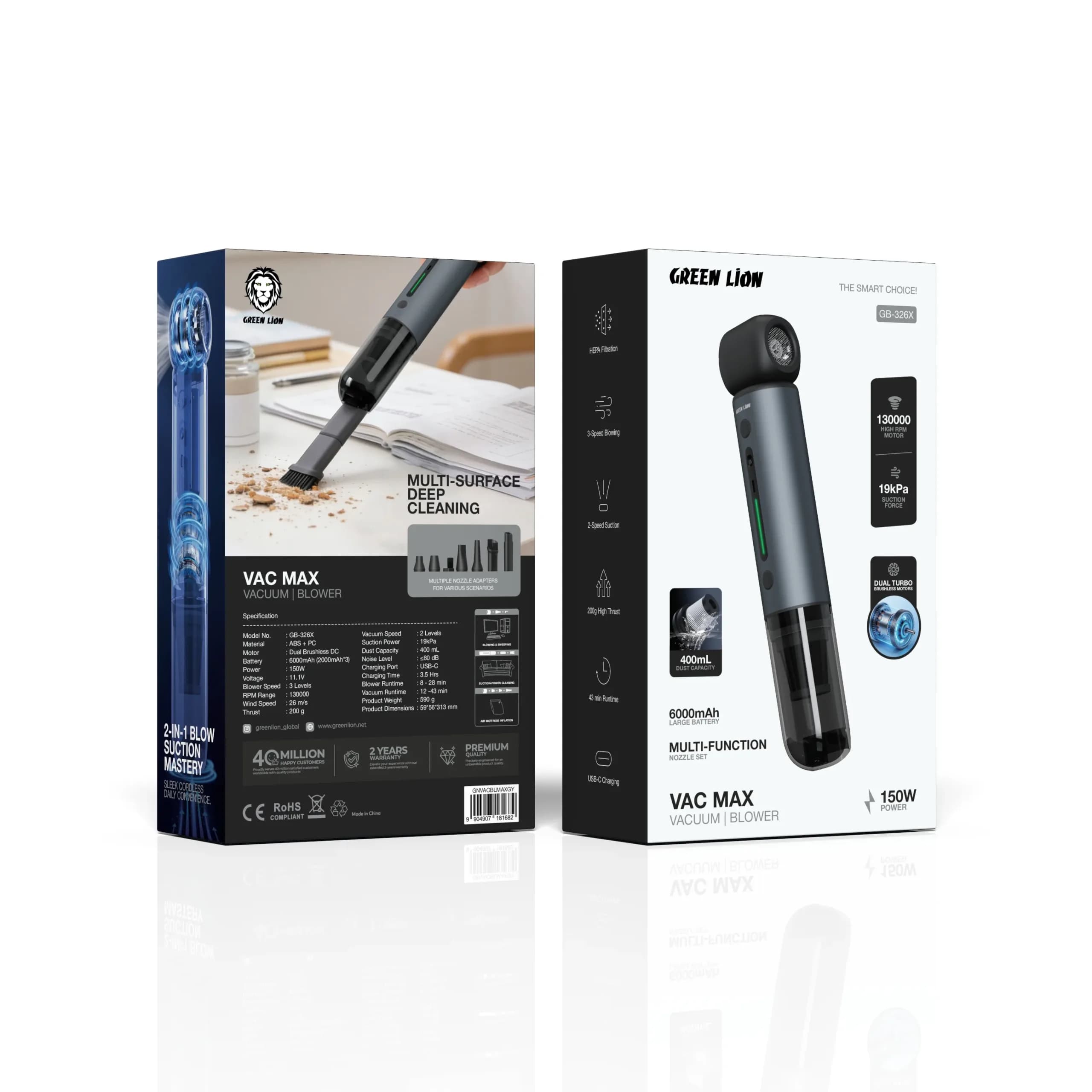 جارو و دمنده شارژی قابل حمل مدل Vac Max GB-326X گرین لاین — تصویر ۵