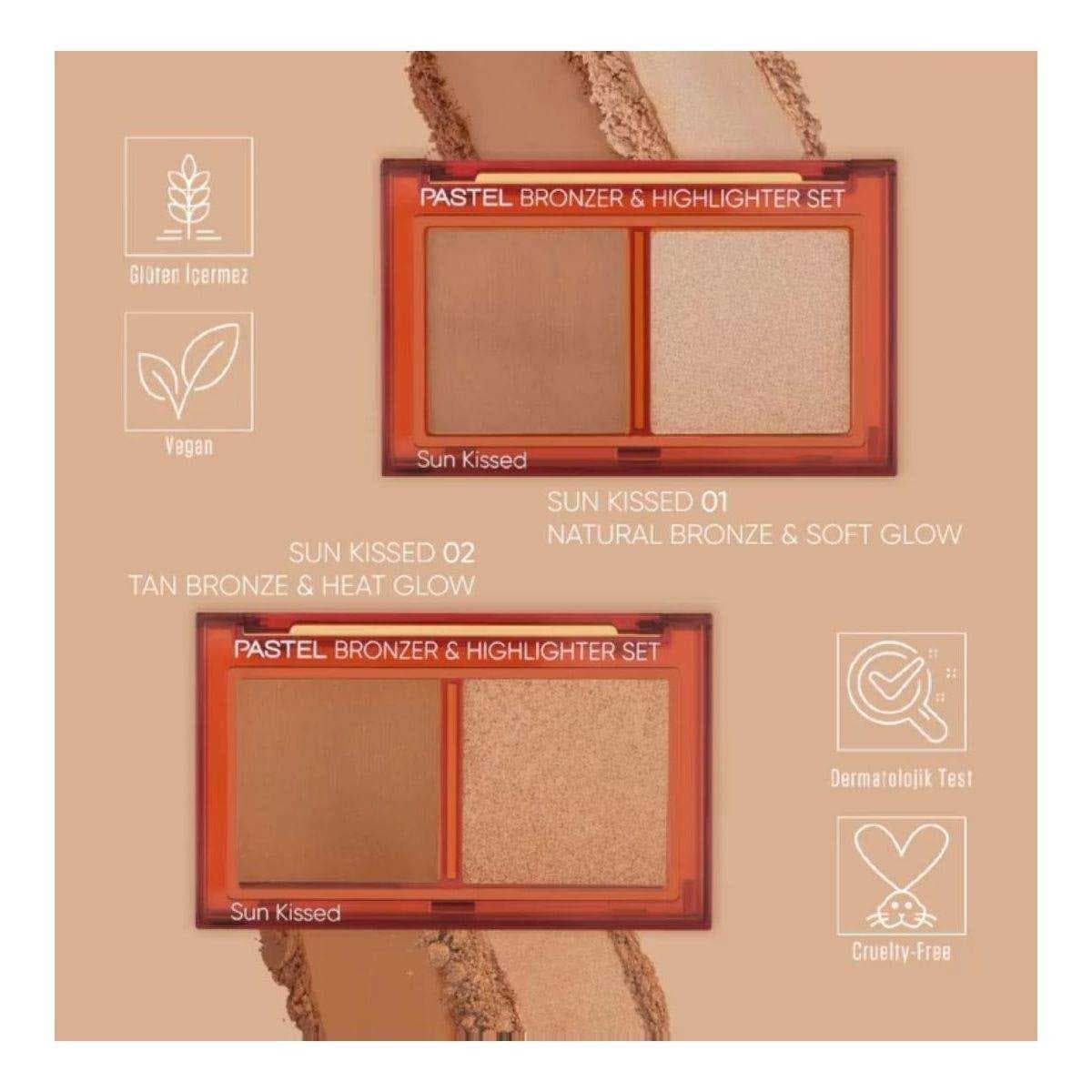 ست برنزر و هایلایتر پودری سان کیسد پاستلPASTEL مدل Sun Kissed همه شماره ها — تصویر ۳
