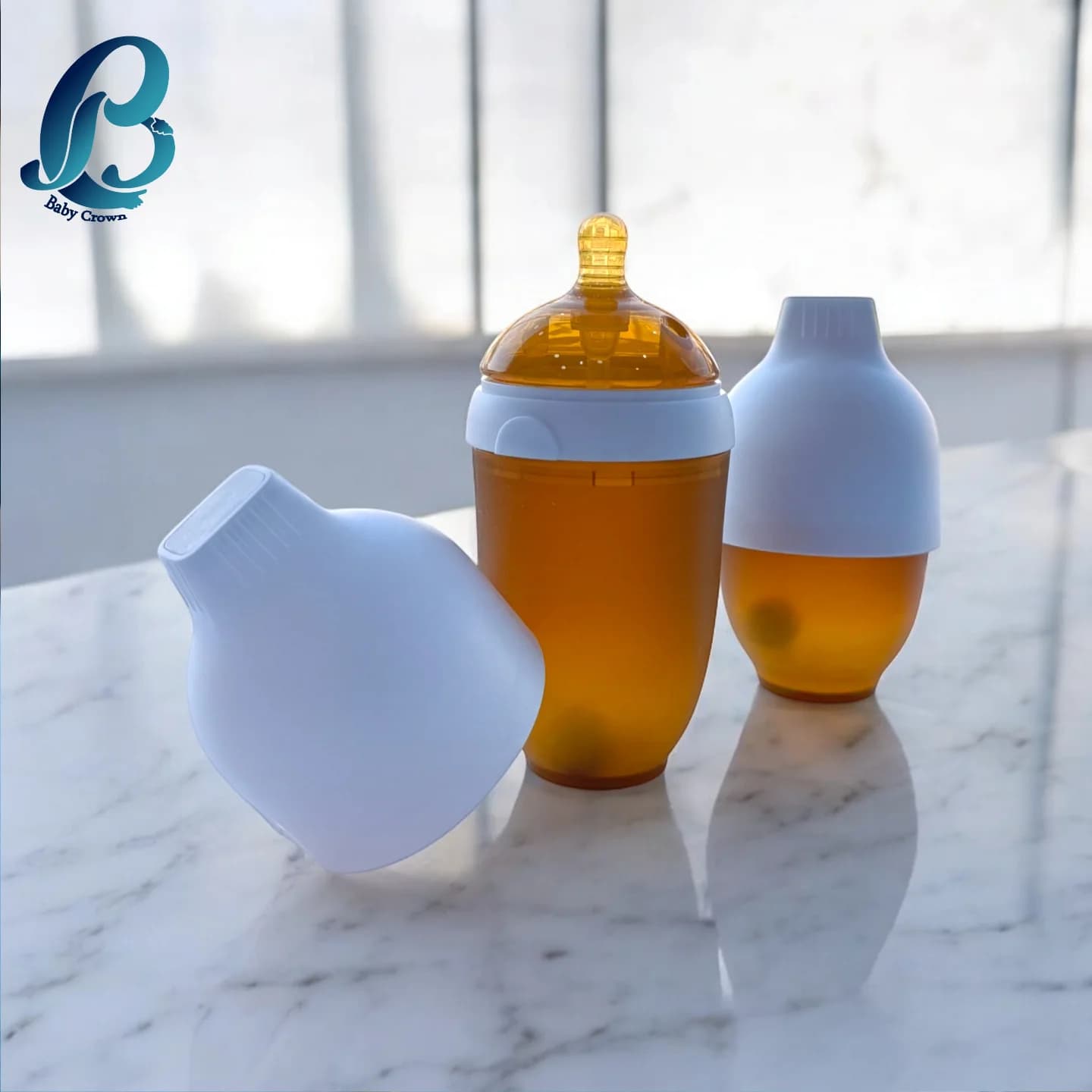 شیشه شیر موم عسلی 250 میلیلیتر بیبی کرون babycrown| ضد نفخ