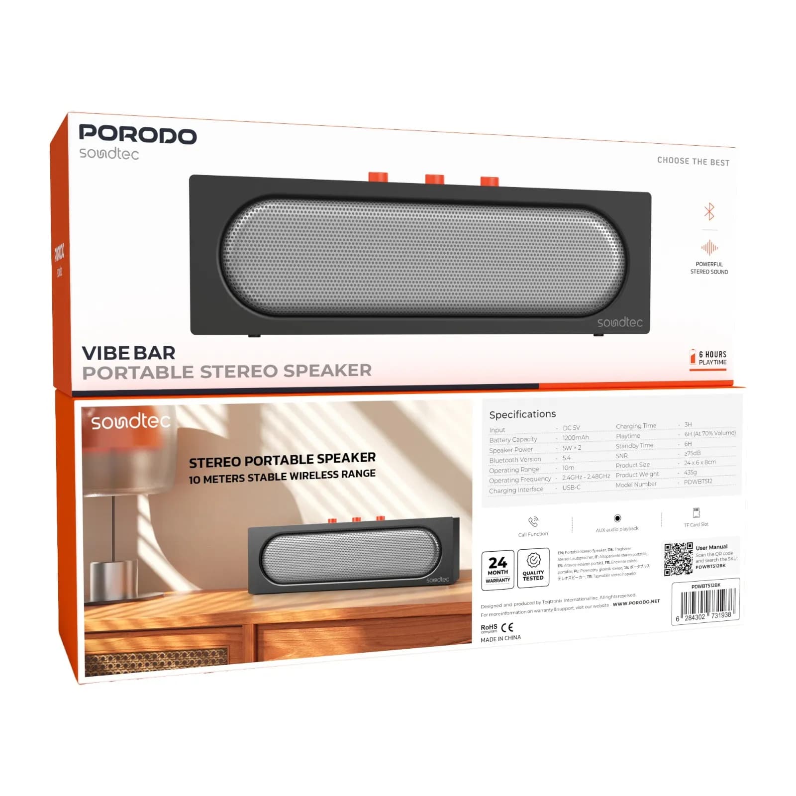 اسپیکر بلوتوثی قابل حمل پرودو مدل Soundtec Vibe Bar — تصویر ۵