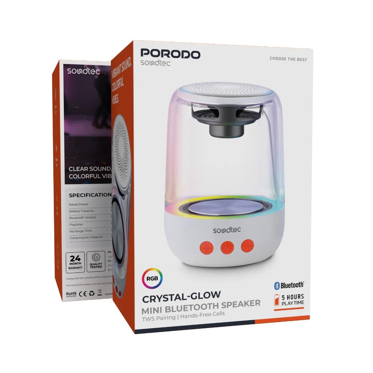 اسپیکر بلوتوثی قابل حمل پرودو مدل Soundtec Crystal-Glow Mini — تصویر ۴