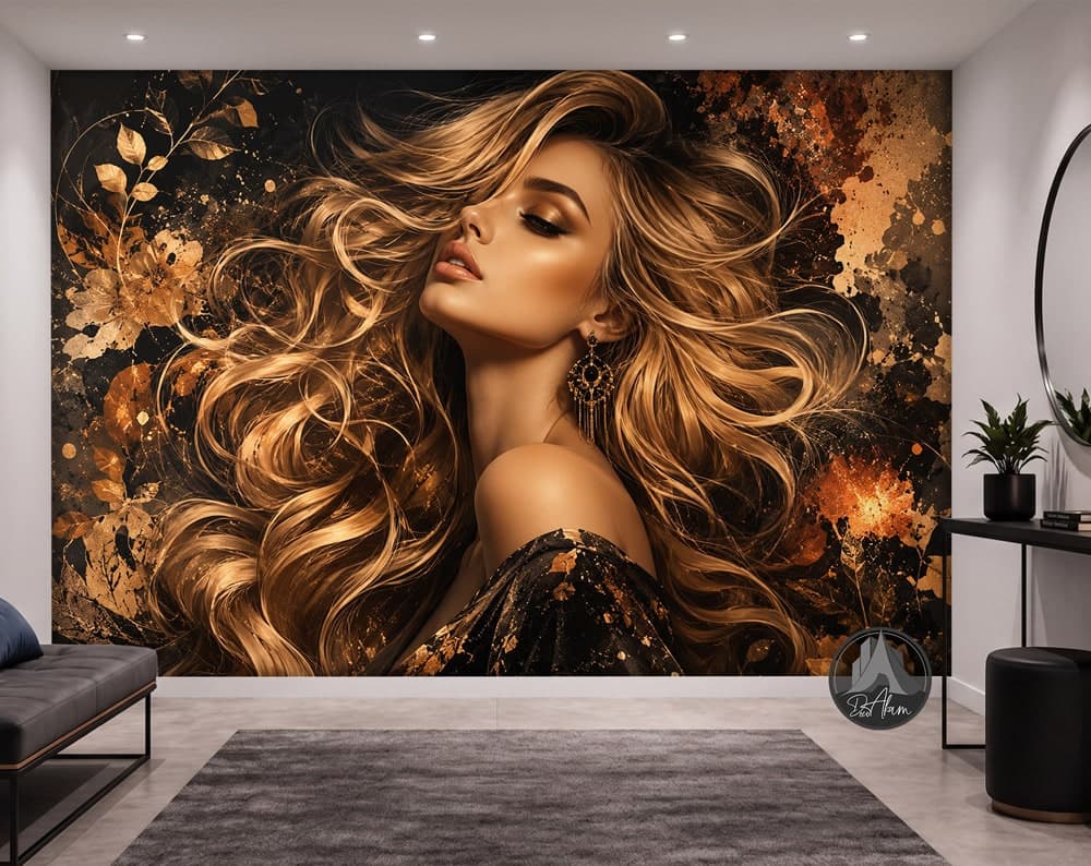 پوستر دیواری سالن زیبایی با طراحی موهای بلوند کد DA-5041 | مناسب آرایشگاه زنانه