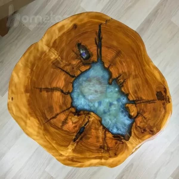 میز عسلی پایه فلزی و صفحه چوبی رزینی طرح اسپرینگ — تصویر ۴