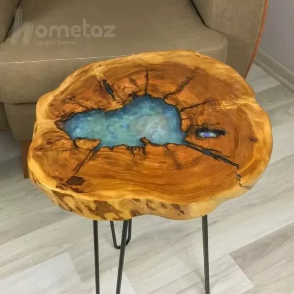 میز عسلی پایه فلزی و صفحه چوبی رزینی طرح اسپرینگ — تصویر ۵
