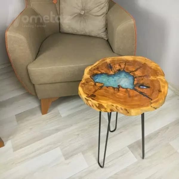 میز عسلی پایه فلزی و صفحه چوبی رزینی طرح اسپرینگ — تصویر ۸