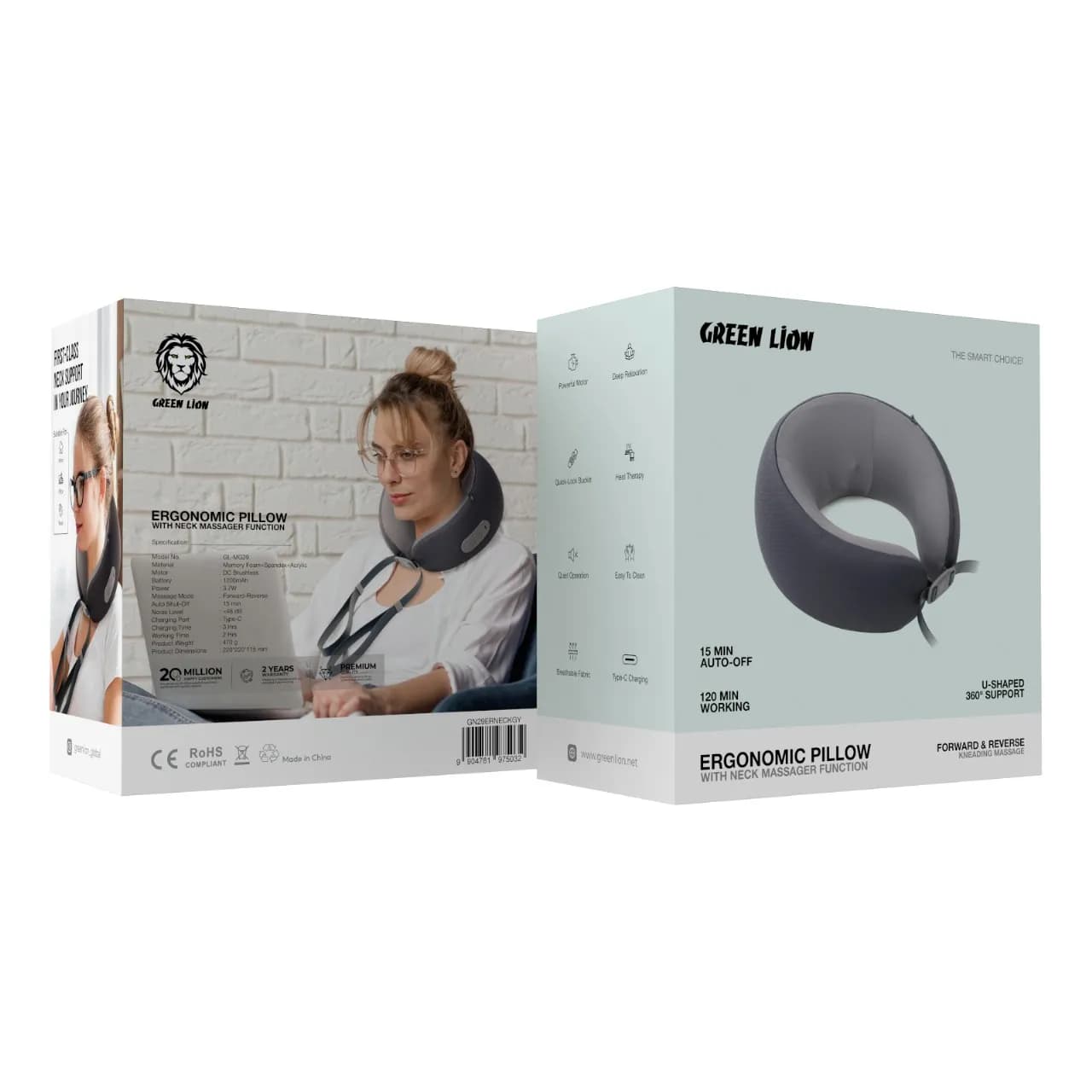 بالش ماساژور گردن طبی شارژی مدل Ergonomic Pillow گرین لاین — تصویر ۴