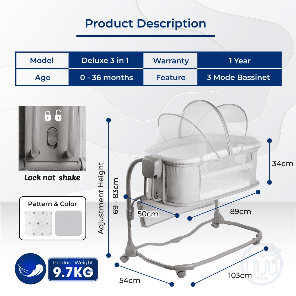 تخت کنار مادر/گهواره ماستلا مدل Mastela Deluxe 3in1پایه L همراه با فیلم — تصویر ۷
