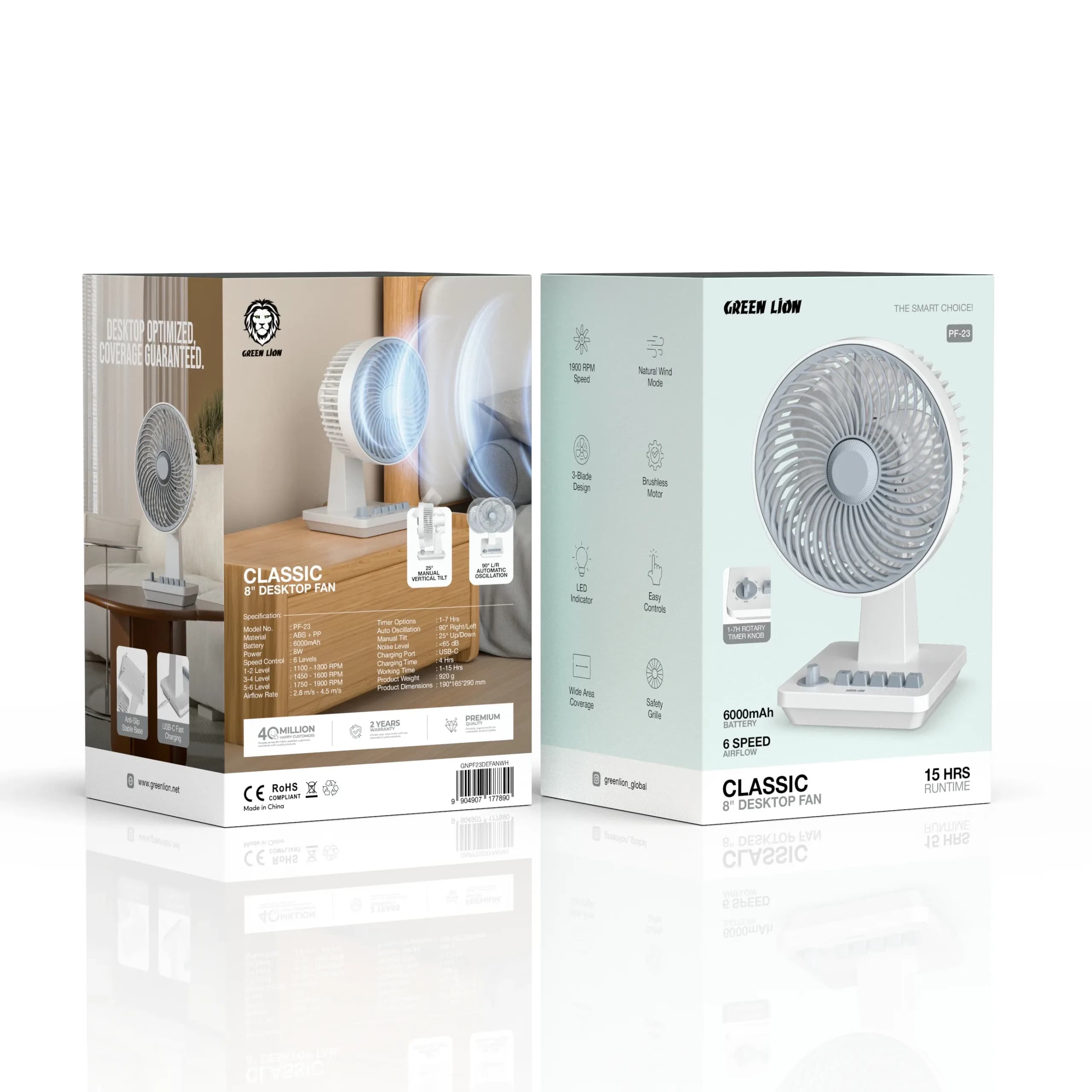 پنکه رومیزی کلاسیک ۸ اینچ مدل Classic 8 Desktop Fan گرین لاین — تصویر ۳