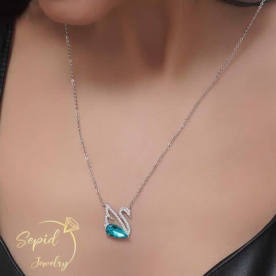 گردنبند نقره قو و اشک سواروسکی