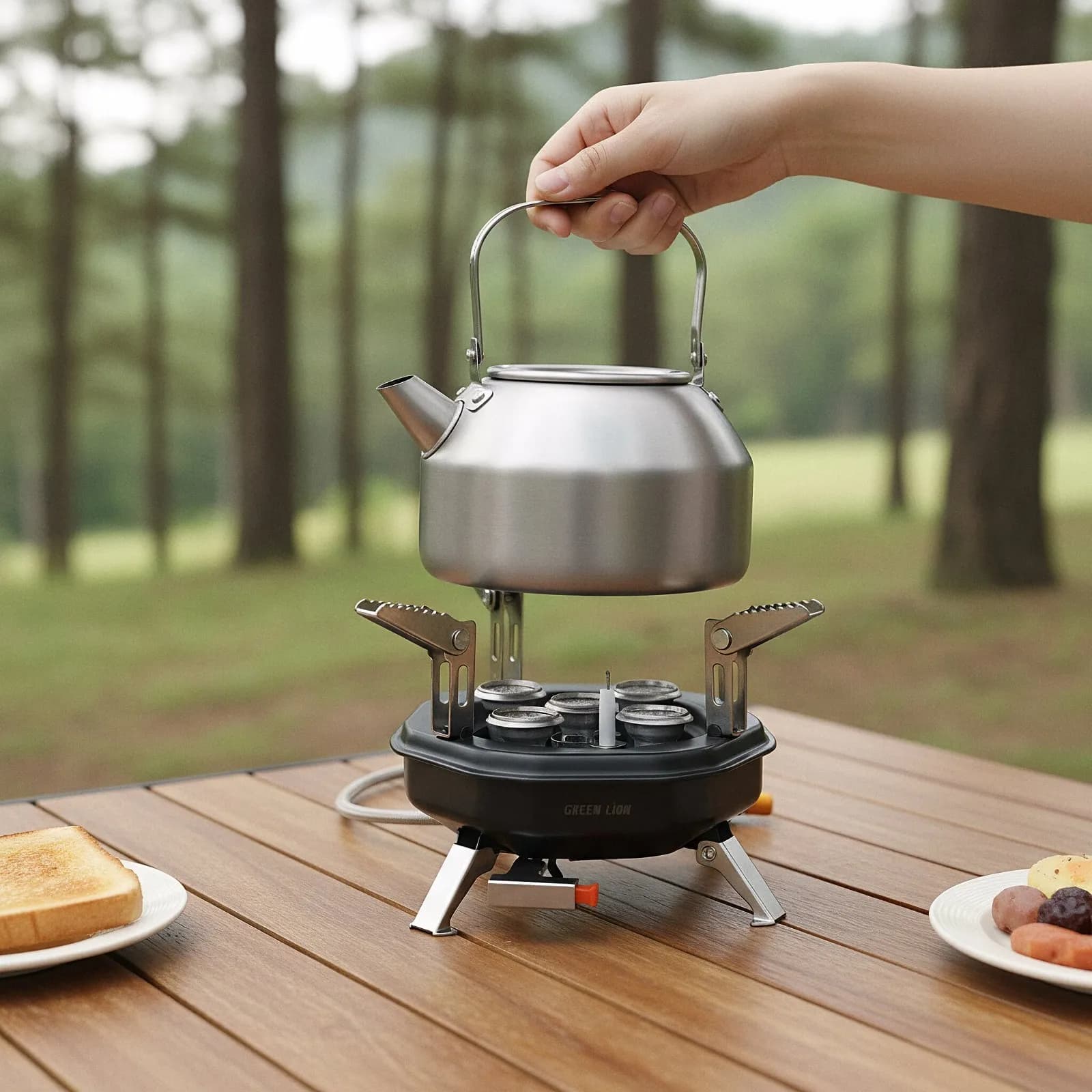 اجاق گاز کمپینگ سفری تاشو CAMPCOOK 3500W مدل شعله ۵ جهته گرین لاین — تصویر ۵