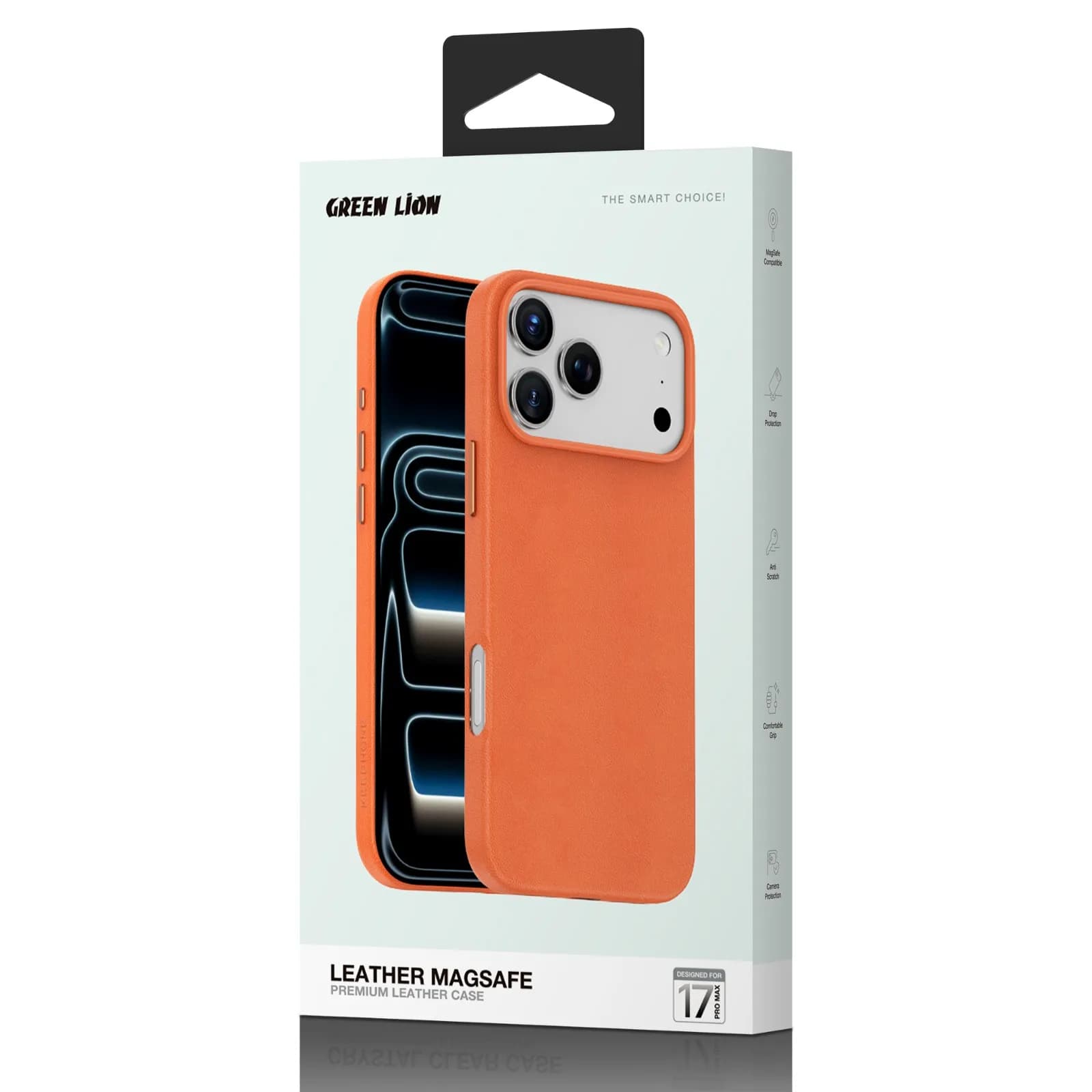 کاور چرمی محافظ لنزدار iPhone 17 Pro Max مدل Leather MagSafe گرین لاین — تصویر ۲