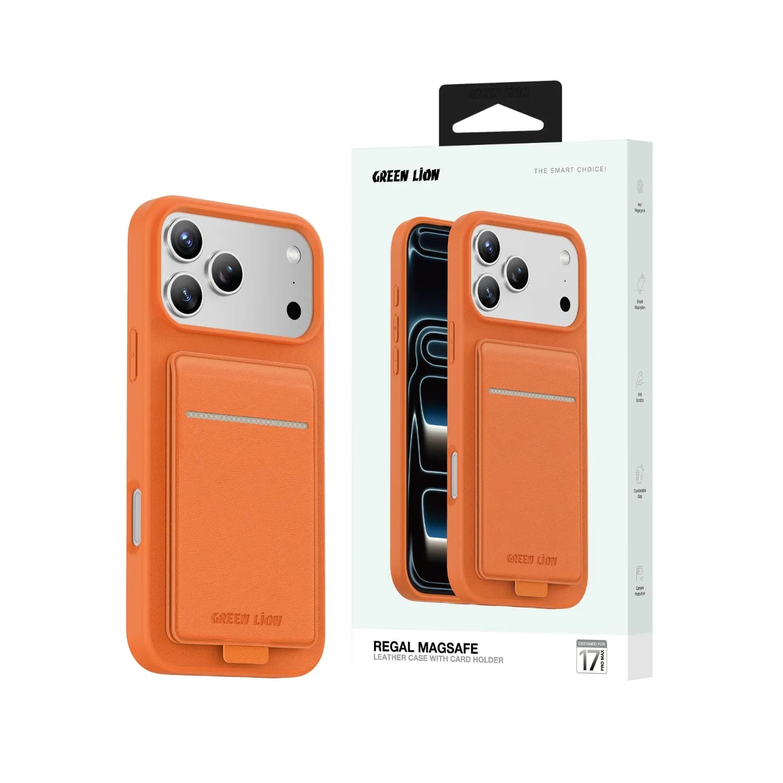 کاور چرمی iPhone 17 Pro Max مدل Regal Magsafe Leather Case گرین لاین — تصویر ۲