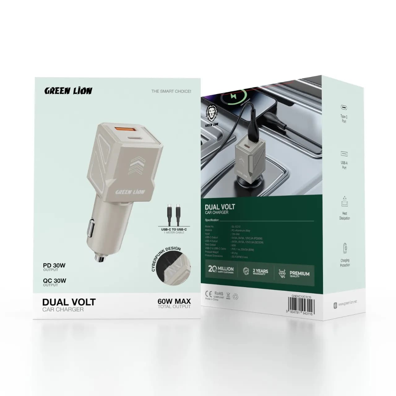 شارژر فندکی دو پورت خودرو مدل Dual Volt 60W گرین لاین — تصویر ۴