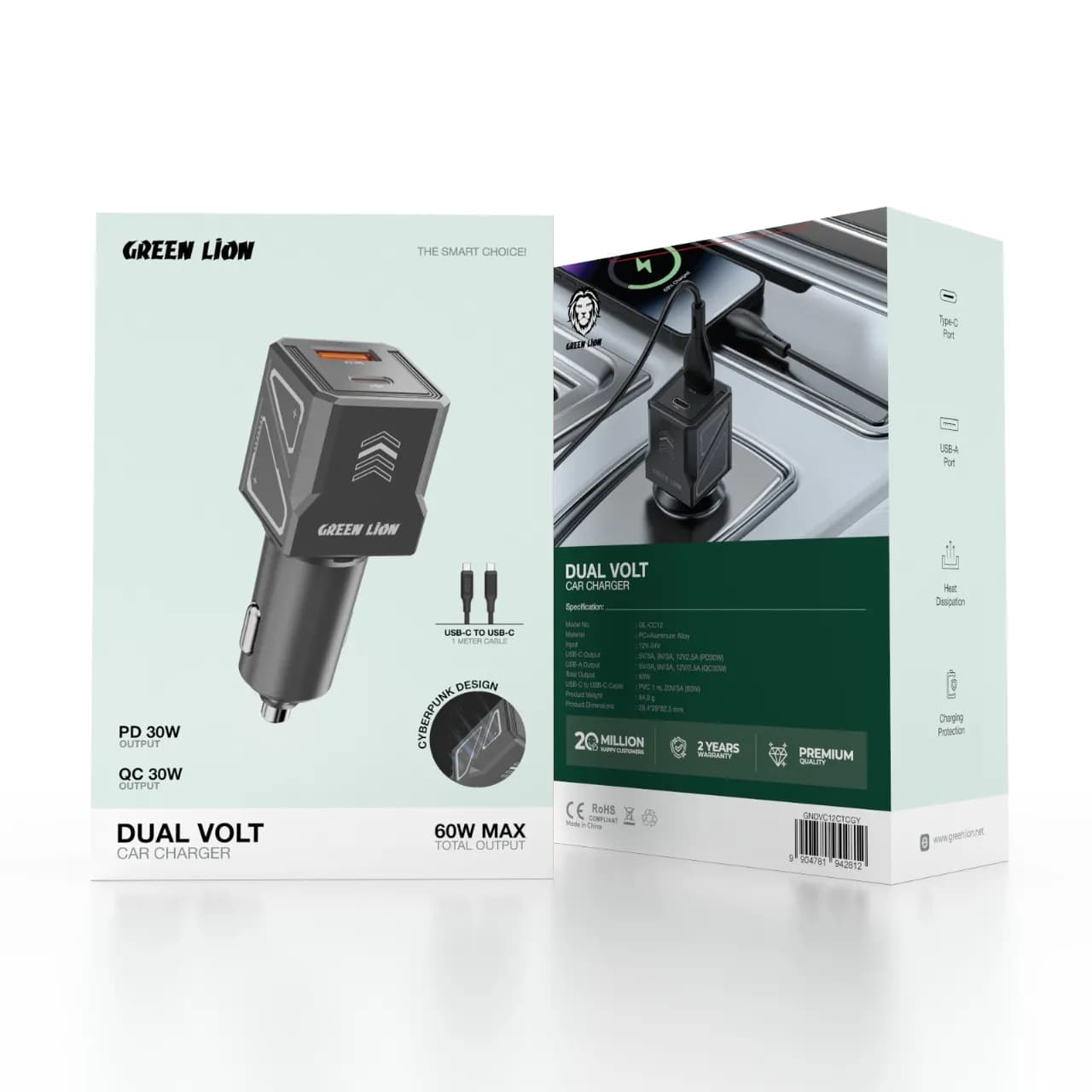 شارژر فندکی دو پورت خودرو مدل Dual Volt 60W گرین لاین — تصویر ۶