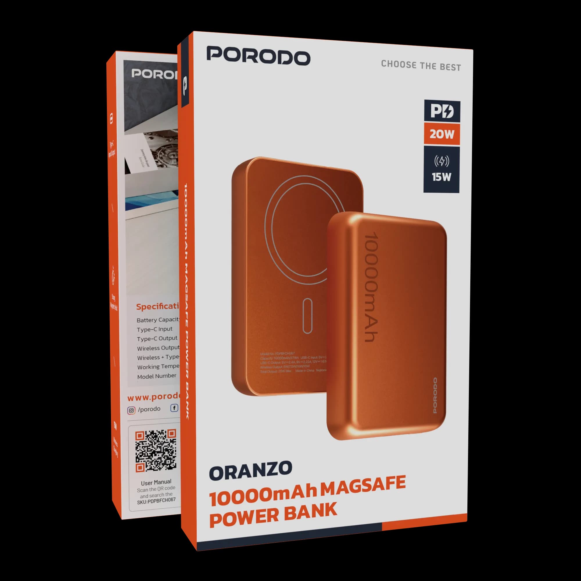 پاوربانک مگ سیف آیفون مدل Oranzo 10000mAh پرودو — تصویر ۴