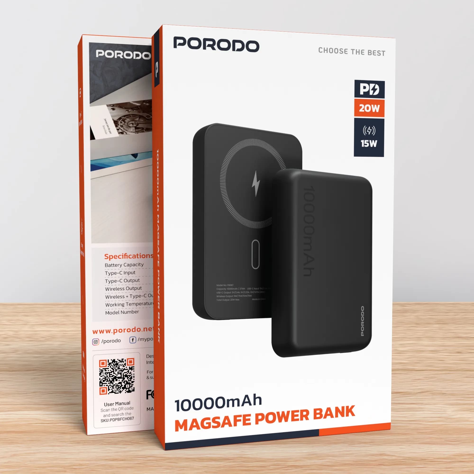 پاوربانک مگ سیف آیفون مدل Oranzo 10000mAh پرودو — تصویر ۶