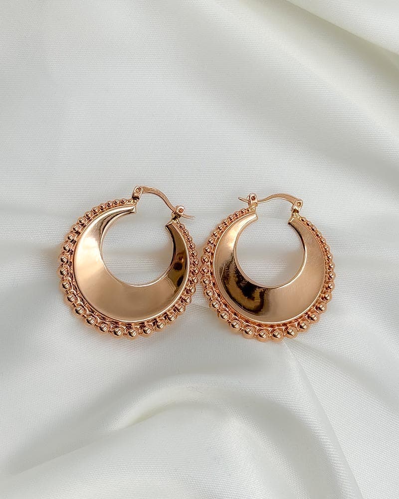 گوشواره حلقه ای طلا مدل صدفي اريانا گرد