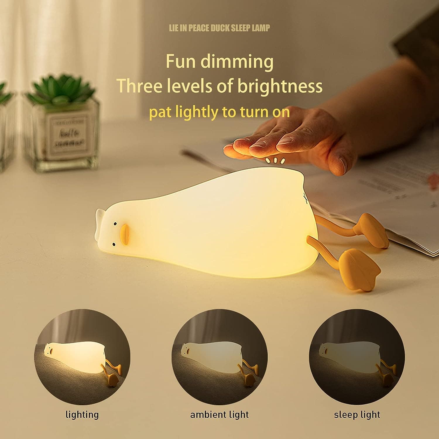 چراغ خواب اردک Benson Lying Flat Duck Night Light, LED Squishy Duck Lamp — تصویر ۷
