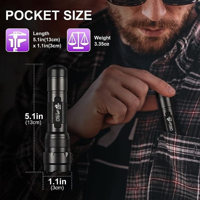 چراغ قوه یو وی UV چسب UltraFire UV Flashlight 395-405 nm Led Blacklight — تصویر ۴