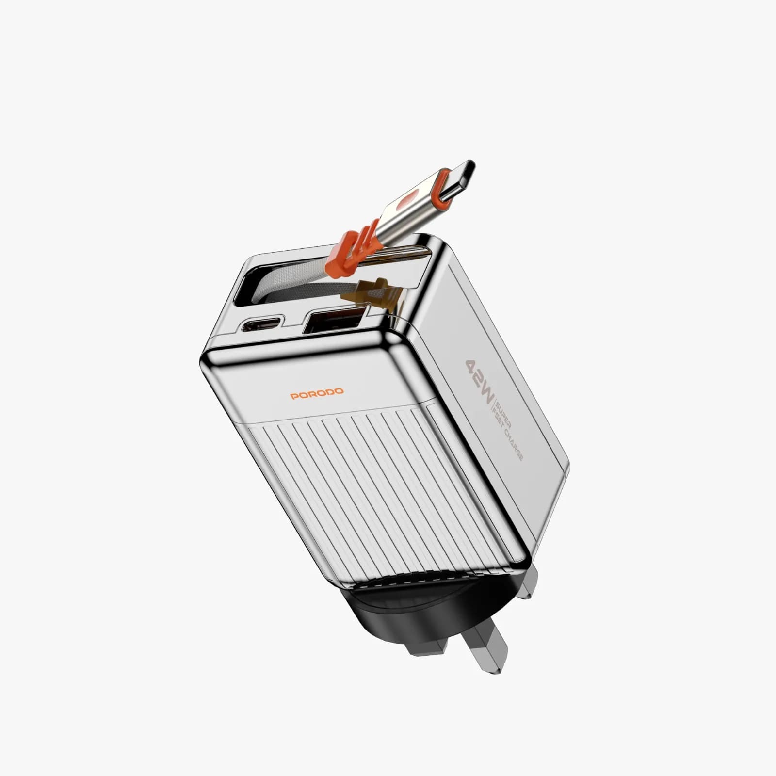 شارژر دیواری کابل جمعشونده Type-C مدل Super Quick GaN پرودو
