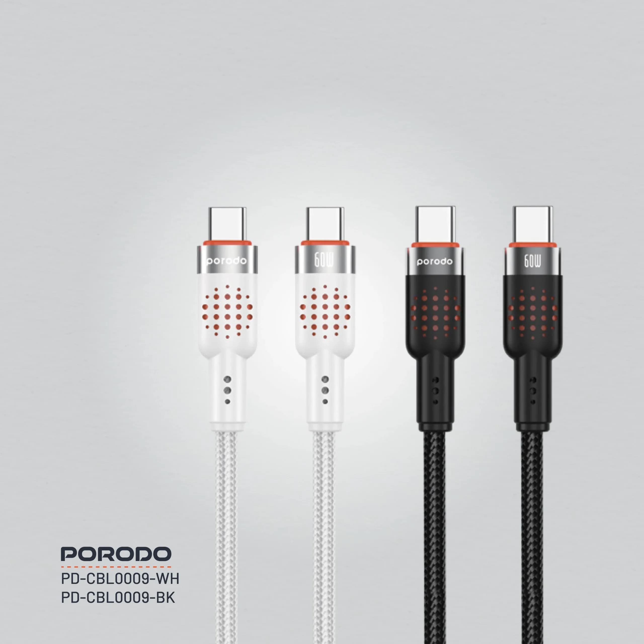 کابل شارژ آلومینیومی بافته شده USB-C to USB-C مدل PD 60W پرودو
