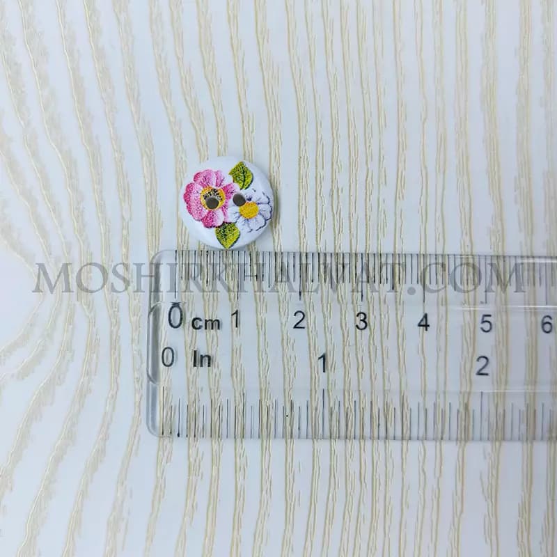 دکمه چوبی چاپی طرح گل بسته 24 عددی — تصویر ۵