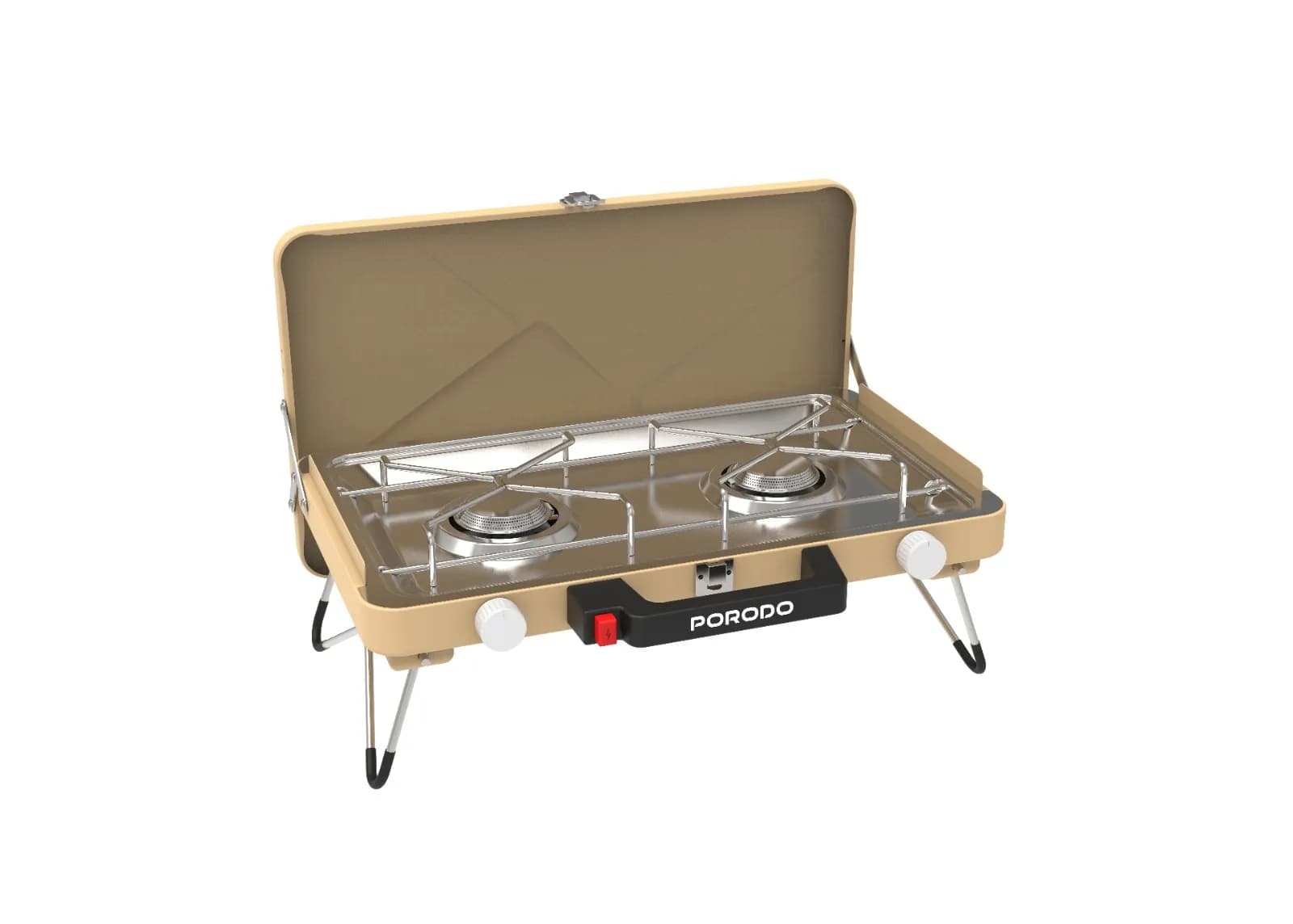 Portable Camping Stove with Dual Burner – Khaki اجاق کمپینگ خاکی PDYG002KH