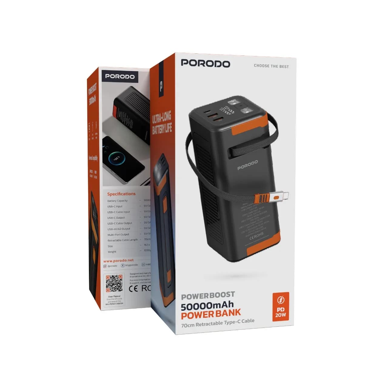 پاوربانک ۵۰۰۰۰ پرودو ظرفیت بالا مدل Power Boost PD 20W — تصویر ۴
