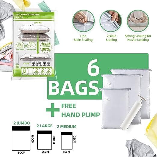 بسته 6 عددی کیسه ذخیره سازی فشرده وکیوم Vacuum Storage Bags 6 Bags — تصویر ۴