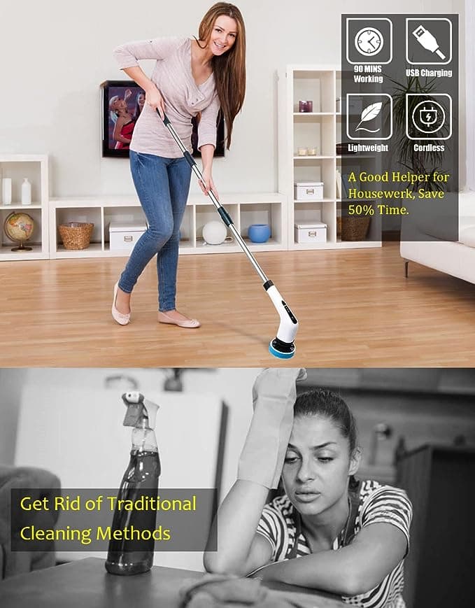 برس تمیز کننده شارژی Electric Spin Scrubber, TERRIFI Cordless Cleaning Brush — تصویر ۵