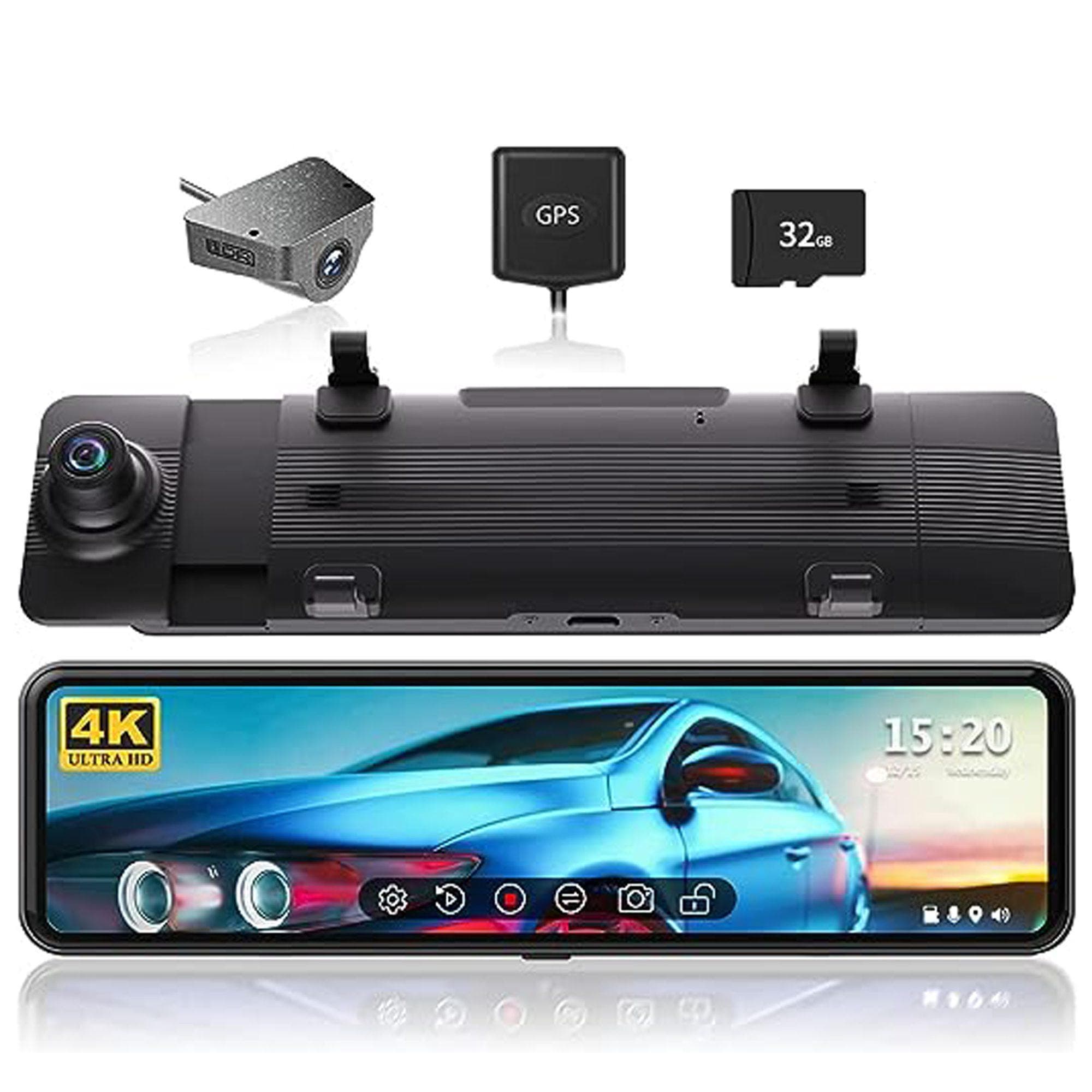 دوربین خودرو دوگانه آینه دید عقب REDTIGER Rear View Mirror Camera 11in UHD 4K Front