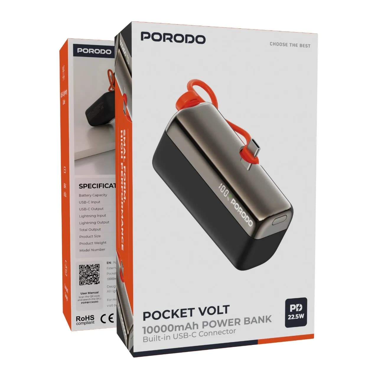 پاوربانک جیبی Porodo Pocket Volt 10000 mAh مدل کامپکت پورودو — تصویر ۳