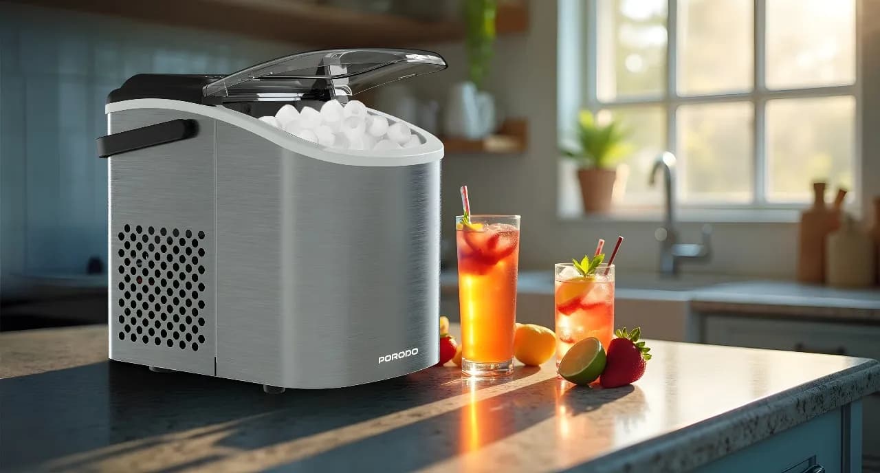 دستگاه یخ‌ساز رومیزی استیل Porodo Lifestyle مدل Instant Bullet Ice Maker برند پورودو لایف‌استایل — تصویر ۴