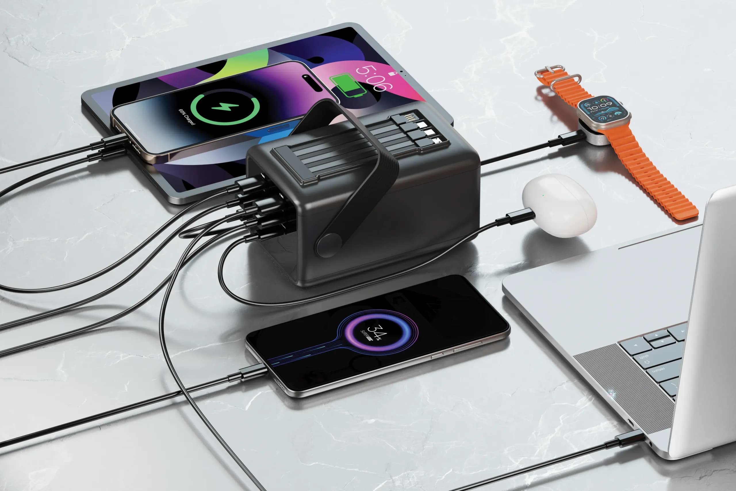پاوربانک کابلدار 80000mAh مدل Lara پرودو — تصویر ۳