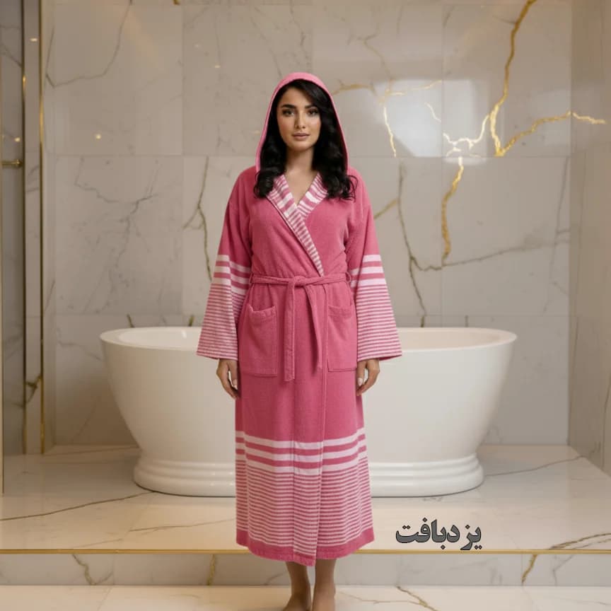 حوله تن پوش نخی یزدی رنگ صورتی
