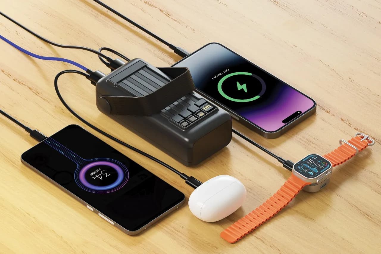پاوربانک دستهدار Porodo Lara مدل 30000mAh Integrated Cables پرودو — تصویر ۳
