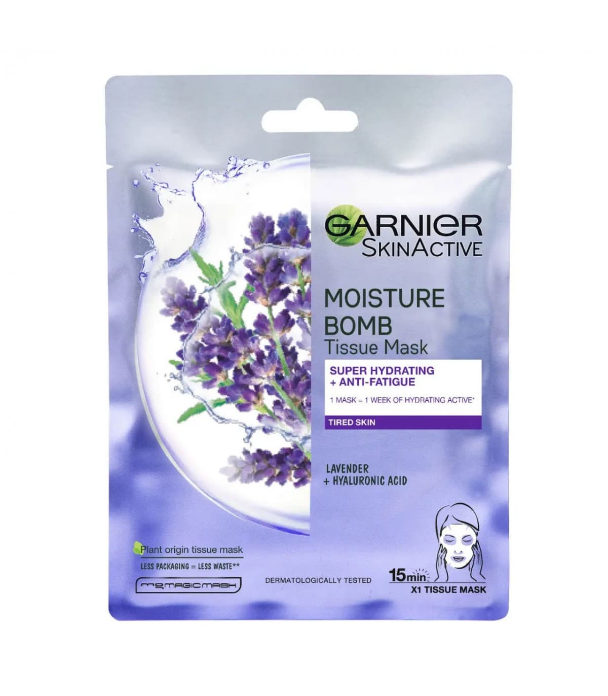 ماسک ورقه ای اسطوخودوس و هیالورونیک اسید برند گارنیر GARNIER