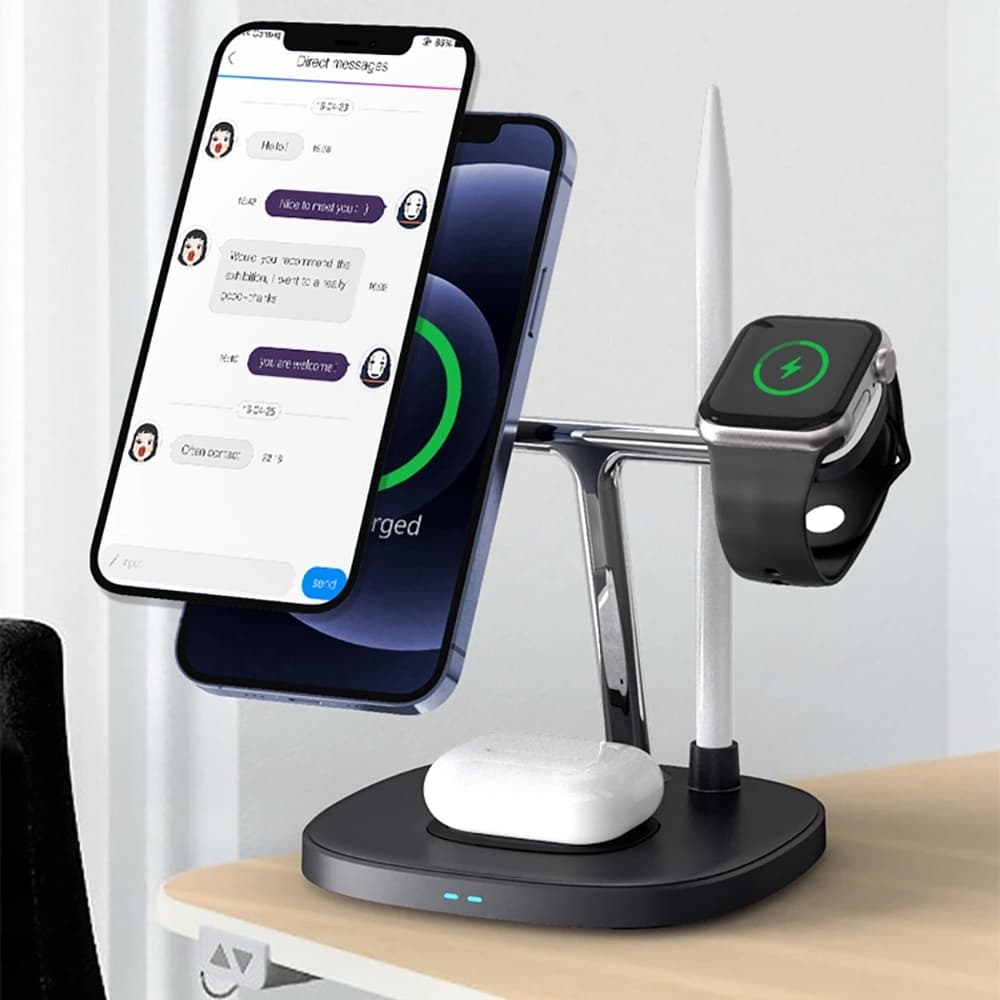 استند و شارژ وايرلس 4 کاره شیائومی مدل WIWU 4 in 1 wireless charger Wi-W032 — تصویر ۳