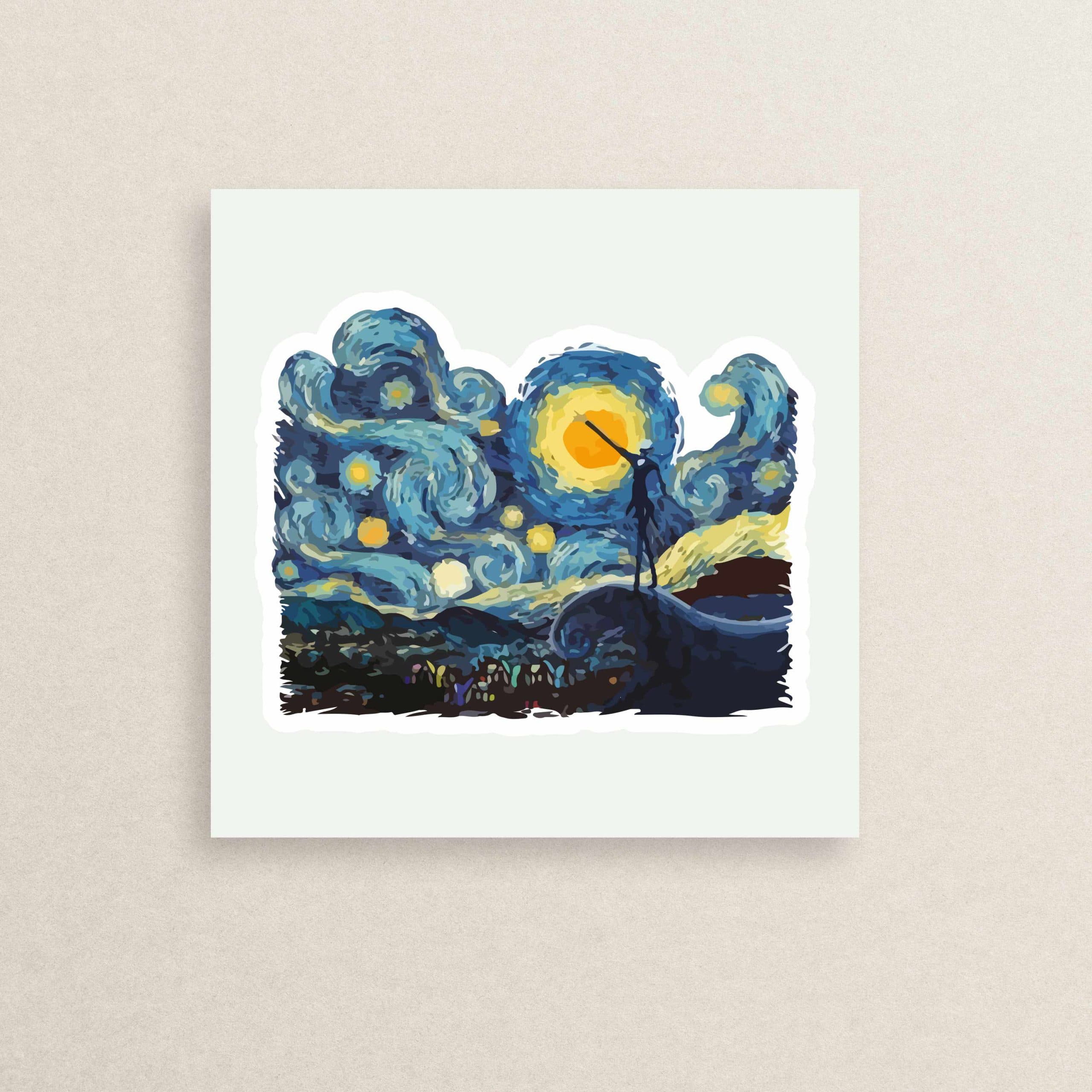 استیکر هنری شب پر ستاره ونگوگ 09 | The Starry Night van Gogh sticker 09
